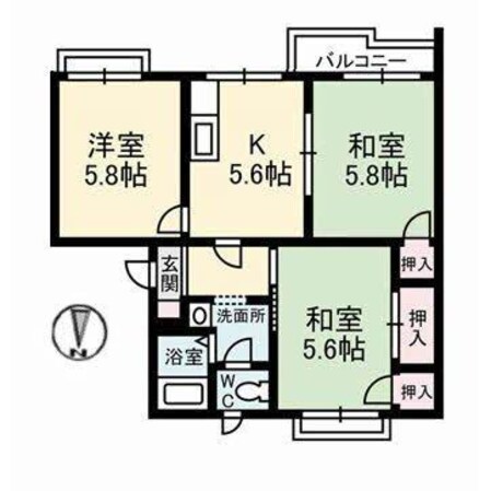 桜ケ丘ハイツＡ棟の物件間取画像